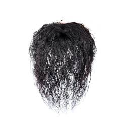Haaraufsätze für Frauen, echtes Echthaar mit Pony, 25,4 cm, atmungsaktive Wiglets, Haarteile, Damen-Toupet, Clip-in-Top-Haarteile, Topper (Farbe: Schwarz, Größe: 14 * 15) von FAXIOAWA