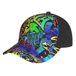 FAYXTIN Abstrakte helle Graffiti kreative bunte Baseballmütze Kappen Trucker Cap Papa Hüte für Männer Frauen Verstellbare Snapback Schwarz, Schwarz, EinheitsgröÃŸe von FAYXTIN