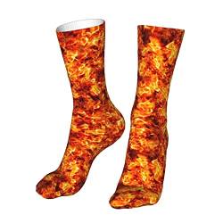FAYXTIN Coole Crew-Socken für Damen und Herren, Feuerbrennende Flammen, Rot von FAYXTIN