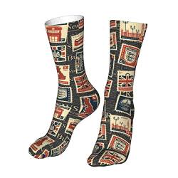 FAYXTIN Socken für Damen und Herren, Motiv: Londoner Briefmarken, Retro-Socken von FAYXTIN
