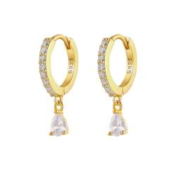 Ohrringe Gold Hängend Goldene Ohrringe Damen 1 Pair Ohrringe Hängend Gold Wassertropfen Hypoallergic Ohrringe für Mädchen Frauen 12mm von FAZKAR