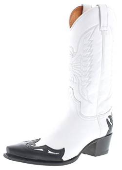 Sendra Boots Damen Cowboy Stiefel 13170 Blanco Lederstiefel Westernstiefel Weiss Schwarz 42 EU von FB Fashion Boots
