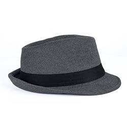 FBBULES Fedora Hut Damen Herrenhüte Breiter Krempe Filzhut Panama Hut Filzhut Winterhut Wintermütze Trilby Hüte Klassische Outdoorhut für Hochzeit Talent Show Performance Dunkelgrau von FBBULES