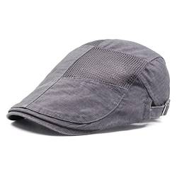 FBBULES Sommermütze Flatcap Baskenmütze, Barett Atmungsaktive Mesh Schirmmütze Gatsby Newsboy Hut für Herren Damen, Verstellbare 55-59CM Vintage Cabbie Cap (Grau) von FBBULES