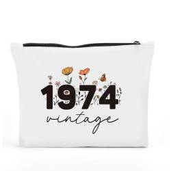 FBCCZEY Lustige Geburtstagsgeschenke für Frauen, Vintage-Make-up-Tasche, Happy Anniversary Birthday Party Dekorationen, Make-up-Tasche, Geburtstagsgeschenke für Frauen Kosmetiktasche, 1974C, 10*7.5*2 von FBCCZEY