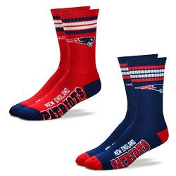 FBF Originals NFL 4 Stripe Deuce Crew Socken Home & Away – 2er-Pack, New England Patriots, Medium 5-10 von FBF Originals