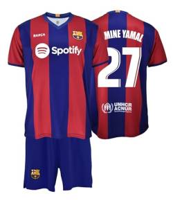 FC Barcelona Set Kinder T-Shirt und Hose 1. EQ 2023-24 Replik Lizenz - Rücken 27 LAMINE YAMAL Kindergröße 8 Jahre von Barcelona