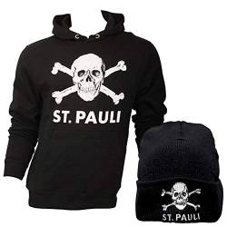 FC St. Pauli 2er Bekleidungs-Set Kapuzenpullover Hoodie und Mütze Totenkopf (L) von FC St. Pauli