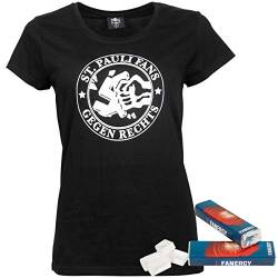 FC St. Pauli Damen T-Shirt Gegen Rechts schwarz + 2X FANERGY Traubenzucker (L) von FC St. Pauli