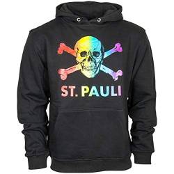 FC St. Pauli Kapuzenpullover Regenbogen Pullover Hoodie schwarz für Herren + 2X FANERGY Traubenzucker (M) von FC St. Pauli