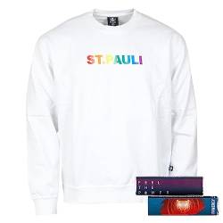 FC St. Pauli - Sweatshirt Pullover Rainbow Sublimation - weiß + 2X FANERGY Traubenzucker (as3, Alpha, l, Regular, Regular) von FC St. Pauli