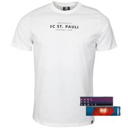 FC St. Pauli T-Shirt Oberteil Kurzarm Aufdruck Anti - Damen Herren Unisex weiß schwarz + 2 x FANERGY Traubenzucker (DE/NL/SE/PL, Alphanumerisch, M, Regular, Regular, weiß) von FC St. Pauli