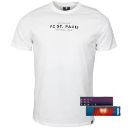 FC St. Pauli T-Shirt Oberteil Kurzarm Aufdruck Anti - Damen Herren Unisex weiß schwarz + 2 x FANERGY Traubenzucker (DE/NL/SE/PL, Alphanumerisch, S, Regular, Regular, weiß) von FC St. Pauli