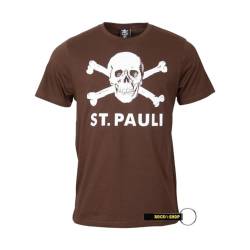 FC St. Pauli T-Shirt Shirt Oberteil Totenkopf braun + 4X FANERGY Traubenzucker (M) von FC St. Pauli