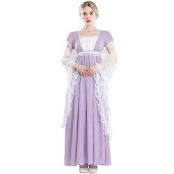 FCCAM Regency Kleider für Frauen Bridgerton Puffy Ärmel Empire-Taille Regency Kleid, Violett, Mittel von FCCAM FCCAM