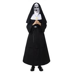 The Nonne Kostüm Damen Nonne Cosplay Valak Outfit Gruseliges Halloween-Kostüm, Schwarz, S von FCCAM FCCAM
