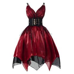 FCCAM Abendkleider Karneval Kostüm Damen Cocktailkleid Damen Faschingskostüme Damen Gothic Kleid Rot, M von FCCAM