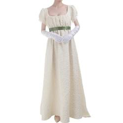 FCCAM Damen Regency Kleid Jane Austen Lange Vintage Kleid Viktorianische Ballkleid mit Handschuhen Empire Taille Kleid XXL von FCCAM