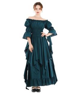 FCCAM Renaissance Kleid Viktorianisches Kleid Mittelalterlich Kleid Langes Kleid Gothic Kleid Grün Kleid S/M von FCCAM