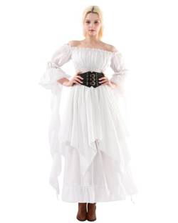 FCCAM Renaissance Kleid Viktorianisches Kleid Mittelalterlich Kleid Langes Kleid Gothic Kleid weißes Kleid L/XL, Weiß von FCCAM