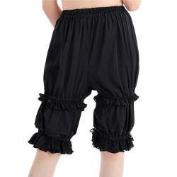 FCCAM Vintage Bloomers Damen Shorts mit Spitze viktorianische Pumphose Schwarz L von FCCAM