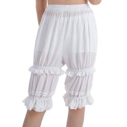 FCCAM Vintage Bloomers Damen Shorts mit Spitze viktorianische Pumphose Weiße L von FCCAM
