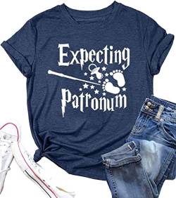 Erwartende Patronum Mutterschaft T-Shirt Frauen Schwangerschaft Ankündigung Shirt Lustiger Brief Druck Schwangere Mama Tee Tops, blau, XX-Large von FCHICH