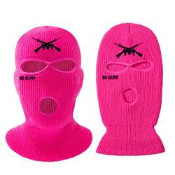 FCHMY 2022 Neue 3 Löcher Balaclava gestrickt Brief Bestickt Gesicht Abdeckung Warm Ski Gesichtsschutz für Männer Frauen Outdoor Radfahren Skifahren Laufen von FCHMY