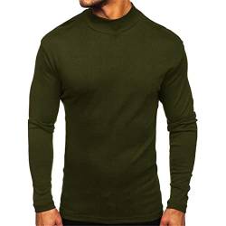 Herren Rollkragen Thermohemd Classic Langarm Einfarbig Leichte Pullover T-Shirts, grün, M von FCYOSO