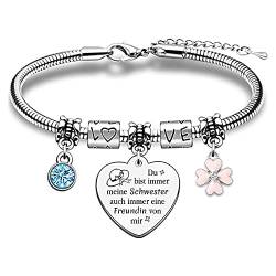 Schwester Armband Familie Liebe für Immer Geburtstagsgeschenk Frauen Inspirierendes Andenken für Absolventen Schmuck Weihnachten Personalisiertes Geschenk Rosa Herz Armreifen von Schwester Bruder von FCZIVA