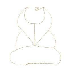 Bikini Harness Körperschmuck Kette Bar Taille Kette Sexy Body Chain Crossover Bauch Kette Strand Accessoire Für Frauen und Mädchen, Doppelsprung V Vergoldet von FDEETY