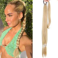 Braid Extensions Langes geflochtenes Pferdeschwanz Verlängerungsgummiband, Natürliche weiche Haarteile Synthetische Perücke Lang Ponytail Braun Haarteil für Frauen für Frauen von FDEETY