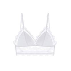 Damen Spitze BHS mit Riemen Französischer Sexy Rückenfreier Dreieckiger BH mit Herausnehmbaren Pads Bra, Weiß von FDEETY