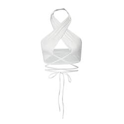 FDEETY Damen Neckholder Top, Sexy BH Tank Tops Bauchfrei Oberteil Rückenfrei Tops Bandage Schulterfrei Oberteil Crop Halter Top Sexy Teil von FDEETY