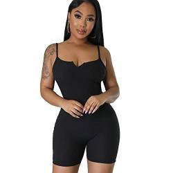 FDEETY Jumpsuit Damen Kurz Einteiler One Piece Bodysuit Sexy Stretch Tank Top Sommer Yoga Kurz Ärmellos Workout Sport Romper Outfits S von FDEETY