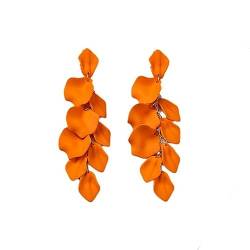 FDEETY Ohrringe für Damen Rosenblatt Baumeln Ohrringe Mehrstufige Acryl Blütenblatt Ohrringe Elegant Tropfen Statement Quaste Blumen Ohrringe (Orange) von FDEETY