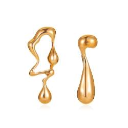 FDEETY Unregelmäßige Ohrringe für Damen Tropfenförmige Creolen Baumelnde Ohrringe Ohrringe im Statement-Stil Modeschmuck (Gold) von FDEETY
