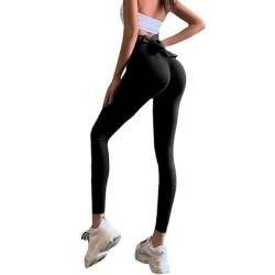 Scrunch Butt Sport Leggings mit Bow, Hoch Taillierte Push Up Booty Yogahosen für Frauen, Nahtlose Sporthose mit Fliege mit Das Fitnessstudio von FDEETY