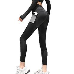 Sport Leggings mit Taschen, Hoch Taillierte Butt Lift Yogahosen für Frauen, Push Up Booty Activewear Nahtlose Strumpfhosen für das Fitnessstudio von FDEETY