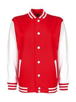 FDM: Kids` College Jacket FV002, Größe:11-13 (152);Farbe:Fire Red/White von FDM