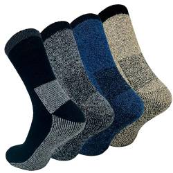 FEBE Thermo Wollsocken Herren 4 Paar 39-42 Warme Dicke Atmungsaktives 100% Wolle Winter Socken Wandersocken von FEBE