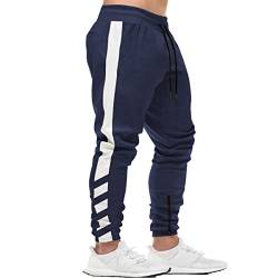 FEDTOSING Herren Jogginghose Fitness Sporthose Baumwolle Slime Fit Hose Joggers Streetwear Freizeithose Laufen Trainningshose Blau-1 S von FEDTOSING