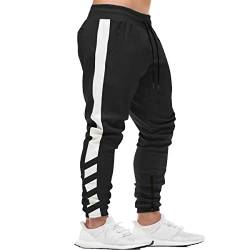 FEDTOSING Herren Jogginghose Fitness Sporthose Baumwolle Slime Fit Hose Joggers Streetwear Freizeithose Laufen Trainningshose Schwarz-1 S von FEDTOSING