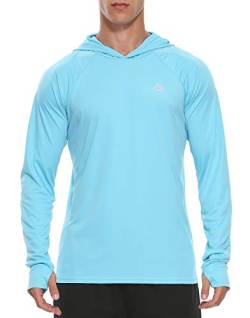 FEDTOSING Herren Outdoor UPF 50+ Sonnenschutz Hoodie Langarm T Shirt Schnelltrocknendes UV Shirt Laufen Angeln mit Daumenlöchern Blue 2XL von FEDTOSING