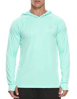 FEDTOSING Herren Outdoor UPF 50+ Sonnenschutz Hoodie Langarm T Shirt Schnelltrocknendes UV Shirt Laufen Angeln mit Daumenlöchern Green S von FEDTOSING