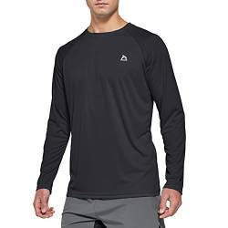 FEDTOSING Herren Sonnenschutz UPF 50+ UV/SPF Langarm T Shirt Outdoor Rashguard Shirts zum Laufen, Angeln, Wandern Black 3XL von FEDTOSING