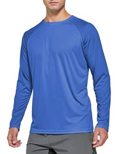 FEDTOSING Herren Sonnenschutz UPF 50+ UV/SPF Langarm T Shirt Outdoor Rashguard Shirts zum Laufen, Angeln, Wandern Color Blue 2XL von FEDTOSING