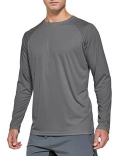 FEDTOSING Herren Sonnenschutz UPF 50+ UV/SPF Langarm T Shirt Outdoor Rashguard Shirts zum Laufen, Angeln, Wandern DEEP Grey XL von FEDTOSING