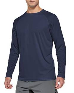 FEDTOSING Herren Sonnenschutz UPF 50+ UV/SPF Langarm T Shirt Outdoor Rashguard Shirts zum Laufen, Angeln, Wandern Navy L von FEDTOSING