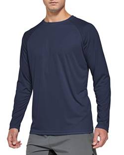 FEDTOSING Herren Sonnenschutz UPF 50+ UV/SPF Langarm T Shirt Outdoor Rashguard Shirts zum Laufen, Angeln, Wandern Navy S von FEDTOSING